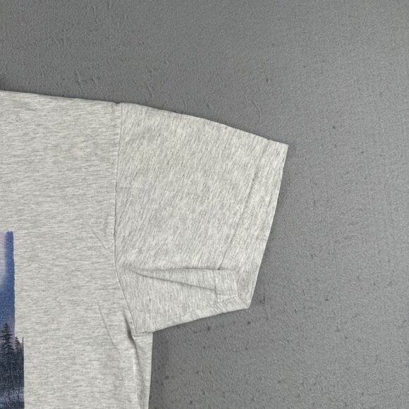 Vintage 90s Wolf Shirt Men’s Large Gray Northern Night‎ Lights Wildlife - Picture 3 of 16